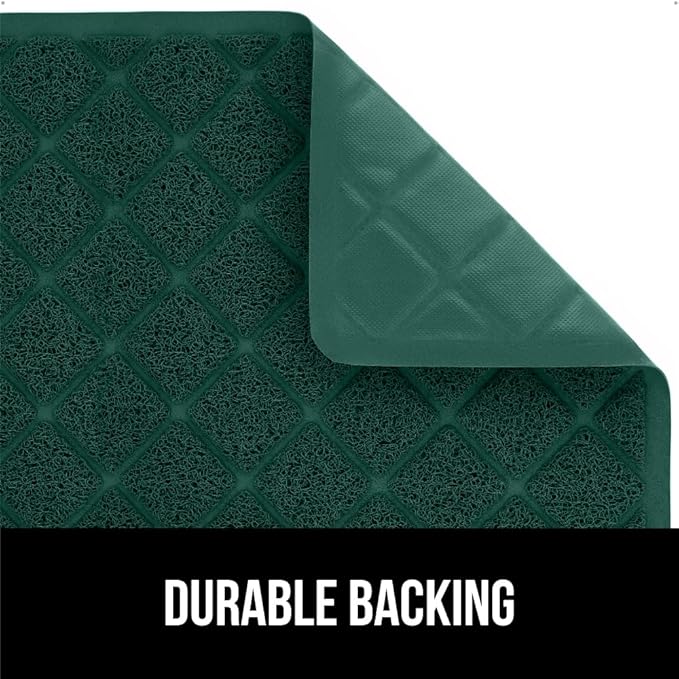 GORILLA GRIP Cat Litter Box Mat, 47x35, Water Resistant, US Designed Kitty Litter Trapping Mats, Easy to Clean, Scatter Control, Less Mess and Clean Floors, Kitten Supplies for Indoor Cats, Dark Green