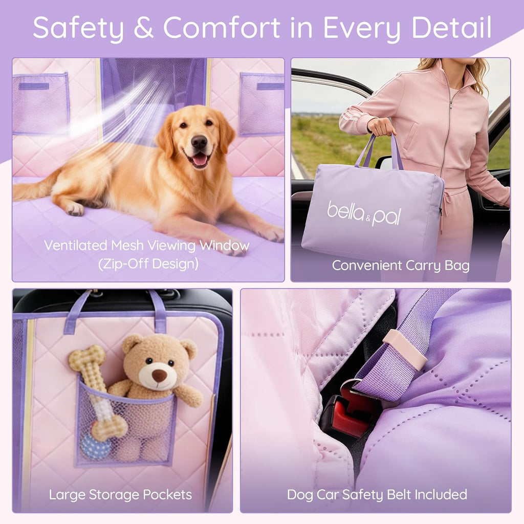 Back Seat Extender for Dogs Hard Bottom, Dog Car Seat Cover for Back Seat Holds 420lbs, Sturdy Backseat Dog Platform for Large Breed Dogs, 600D Oxford & Waterproof Pet Hammock for Cars, SUVs & Trucks