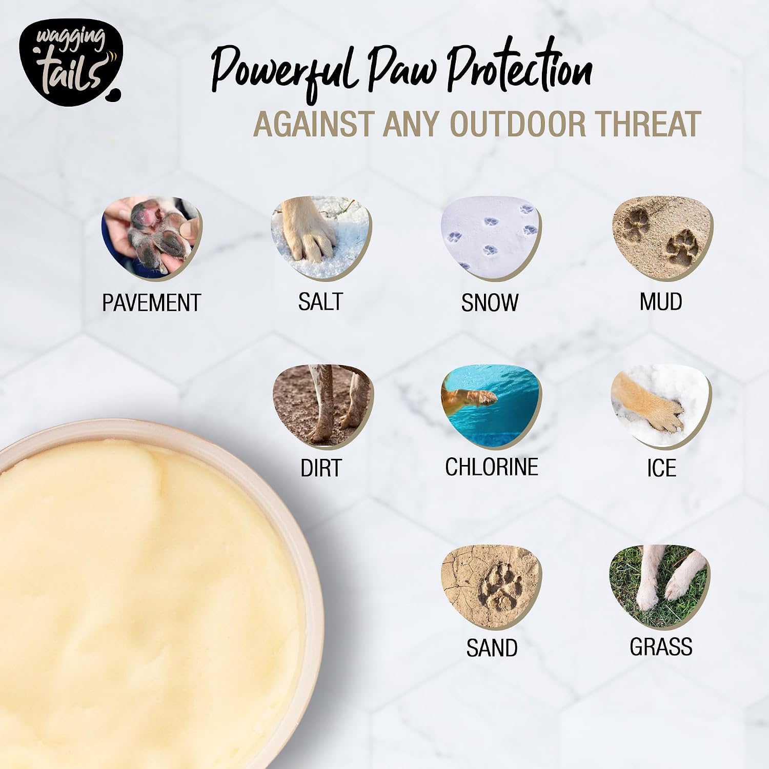Wagging Tails Paw Butter for Dogs & Cats | Protects Dry Paw Pads, Snouts & Elbows |All-Weather Protection with Shea Butter, Coconut Oil & Beeswax |Lick-Safe - 1.76 fl oz