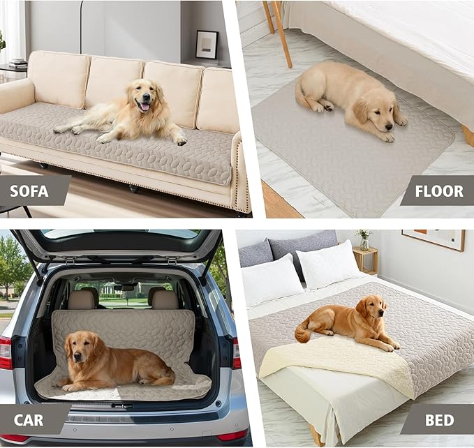 Ameritex Waterproof Pet Bed Cover Anti-Slip Dog Bed Blanket for Sofa and Furniture Waterproof New Pattern Design (Khaki, 30x90 Inch (Pack of 1))