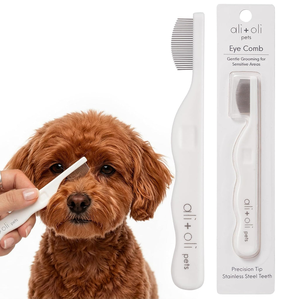 Ali+Oli Pets Eye Comb for Dogs & Cats – Fine Tooth Tear Stain Remover Comb – Pet Face Grooming Comb for Removing Eye Gunk, Debris & Tear Stains