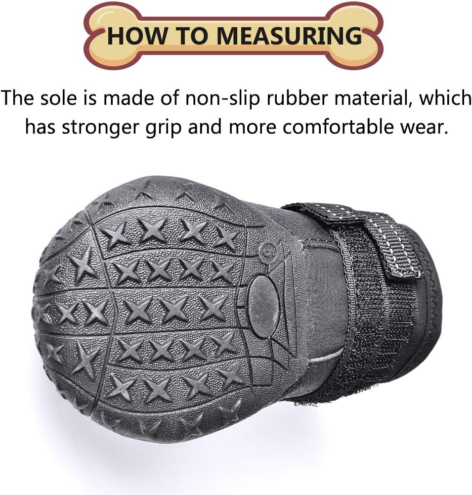 XSY&G Dog Boots,Waterproof Dog Shoes,Dog Booties with Reflective Rugged Anti-Slip Sole and Skid-Proof,Outdoor Dog Shoes for Medium to Large Dogs 4Pcs-Size6