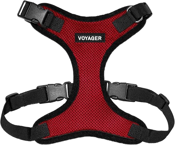 Voyager Step-in Pet Harness - All Weather Mesh, Adjustable Step in Harness for Cats and Dogs by Best Pet Supplies - Red/Black Trim, XL