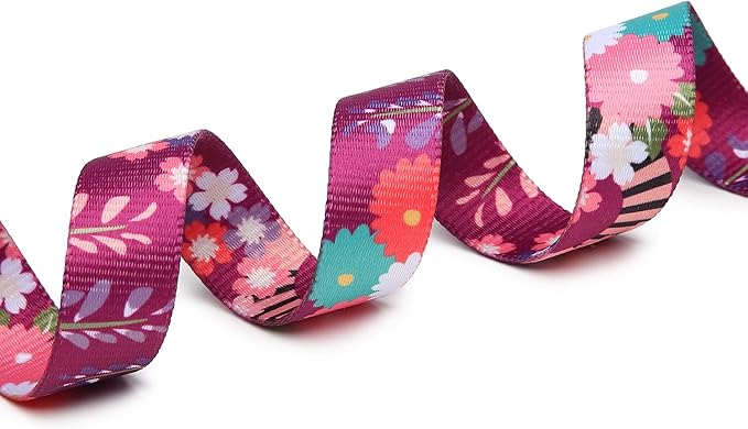 Mercano Adjustable Dog Collar - Special Design Patterns, Soft Nylon Comfortable Durable Pet Collar for Small Medium Large Dogs (L, Colorful Flower)
