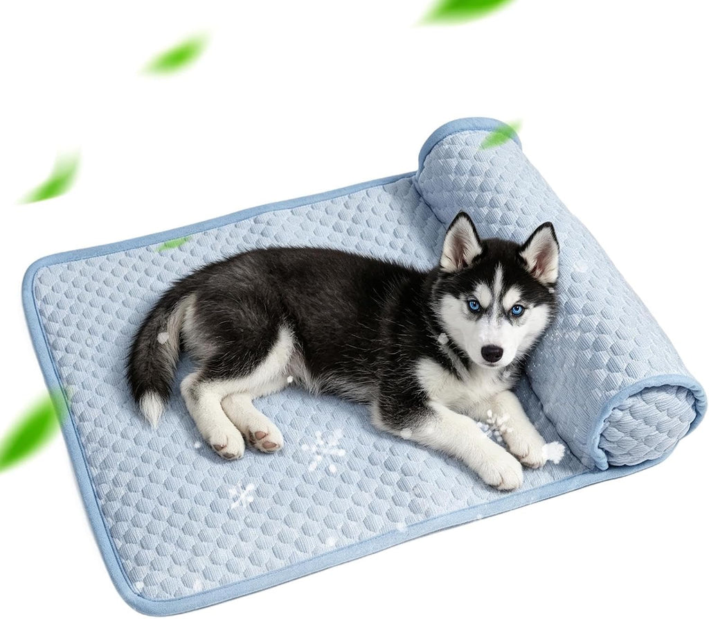 Dog Cooling Mat - Self Cooling Pet Pad for Dogs & Cats | Ice Silk Cooling , Foldable Non Slip Design, Helps Dissipate Heat for Summer Comfort, Ideal for Crates, Sofas, Car