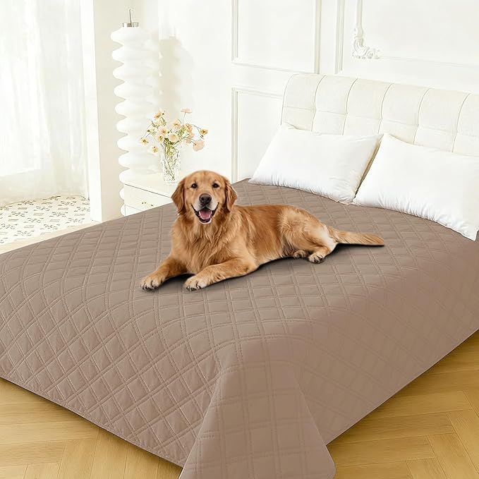 Waterproof Dog Blanket, Non-Slip Soft Pet Bed Cover, Couch Cover for Dogs Washable, Protects Sofa, Furniture, Crate, Car, Tear Resistant Leakproof Pet Blanket (30x53 Inch, Khaki)