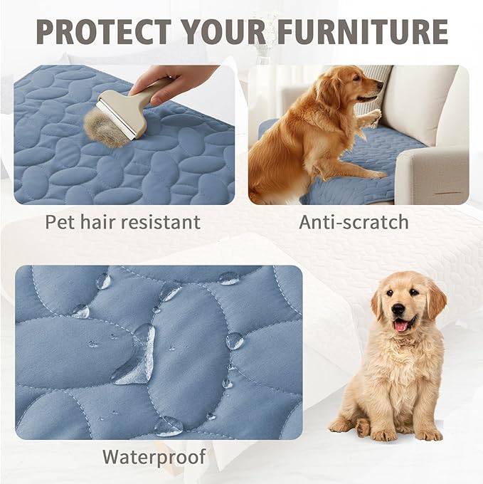 Ameritex Waterproof Pet Bed Cover Anti-Slip Dog Bed Blanket for Sofa and Furniture Waterproof New Pattern Design (Lightblue, 30x53 Inch (Pack of 1))