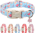Valentines Dog Collar for Large Dogs - Valentine Candy Hearts Dog Collars, Love Boy Girl Dogs Collars, Lightweight Adjustable Cute Blue Puppy Collar with Quick-Release Buckle L