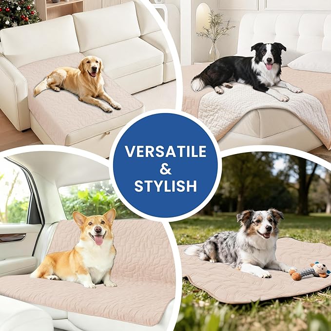 Waterproof Couch Covers for Pets, Waterproof Dog Bed Cover, Anti-Slip Soft Dog Blankets, Couch Cover for Dogs Washable, Pet Blanket for Puppy Large Dogs Cat (30x53 Inch, Beige)