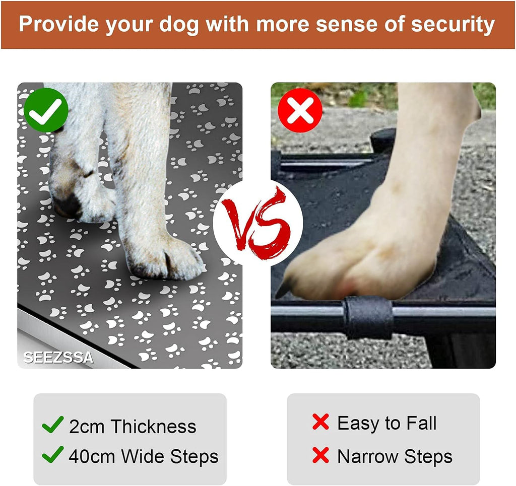 Split Ottoman Dog Ramp for Small Dogs - 2 in 1 Foldable Pet Ramp Ottoman for Bed & Couch, Non-Slip Indoor Safety Ramp for Puppy, Cats & Dachshunds, Rampa para Perros, Gray