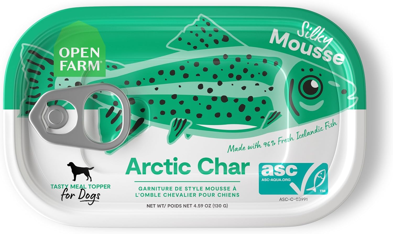 Open Farm Canned Dog Food Topper, Arctic Char Recipe, 4.59oz (12 Pack) | Silky Mousse w.Limited Ingredients for Sensitivities, Responsibly Sourced Icelandic Fish, Grain Free, Human Grade.