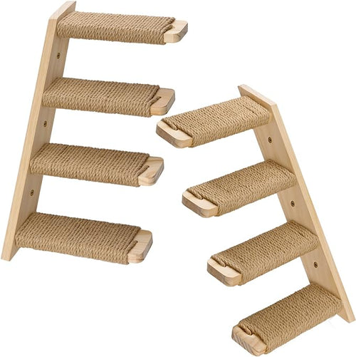 2 Pack 4 Steps Cat Wall Shelves and Stairs with Sisal Rope.Cat Wall Steps/Ladder Furniture ＆ cat Tree Supplies(Catstairs 2Pack-4Steps)