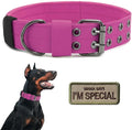 Tactical Dog Collar Military Adjustable Dog Collars Soft Nylon Training Collar with Patch Heavy Duty Metal Buckle Collars for Medium Large Dogs (Pink, M)