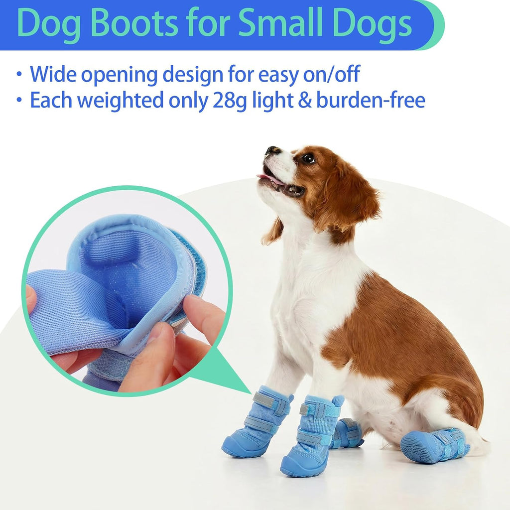 MIGOHI Reflective Dog Shoes for Small Dogs,Small Dog Boots & Paw Protectors for Summer Hot Pavement Hardfloors with Anti Slip Waterproof Rubber Grip Sole,Dog Booties for Indoor Outdoor Walking Running