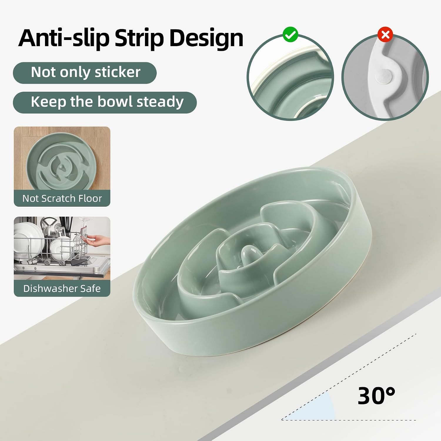 Havniva Dog Bowls Slow Feeder, Ceramic Slow Feeder Dog Bowls for Fast Eater | 1.6 Cups Dog Food Bowl Puzzle Feeder, Slow Feeding Bowls for Medium Breed, Non-Slip Base, Anti-Choking