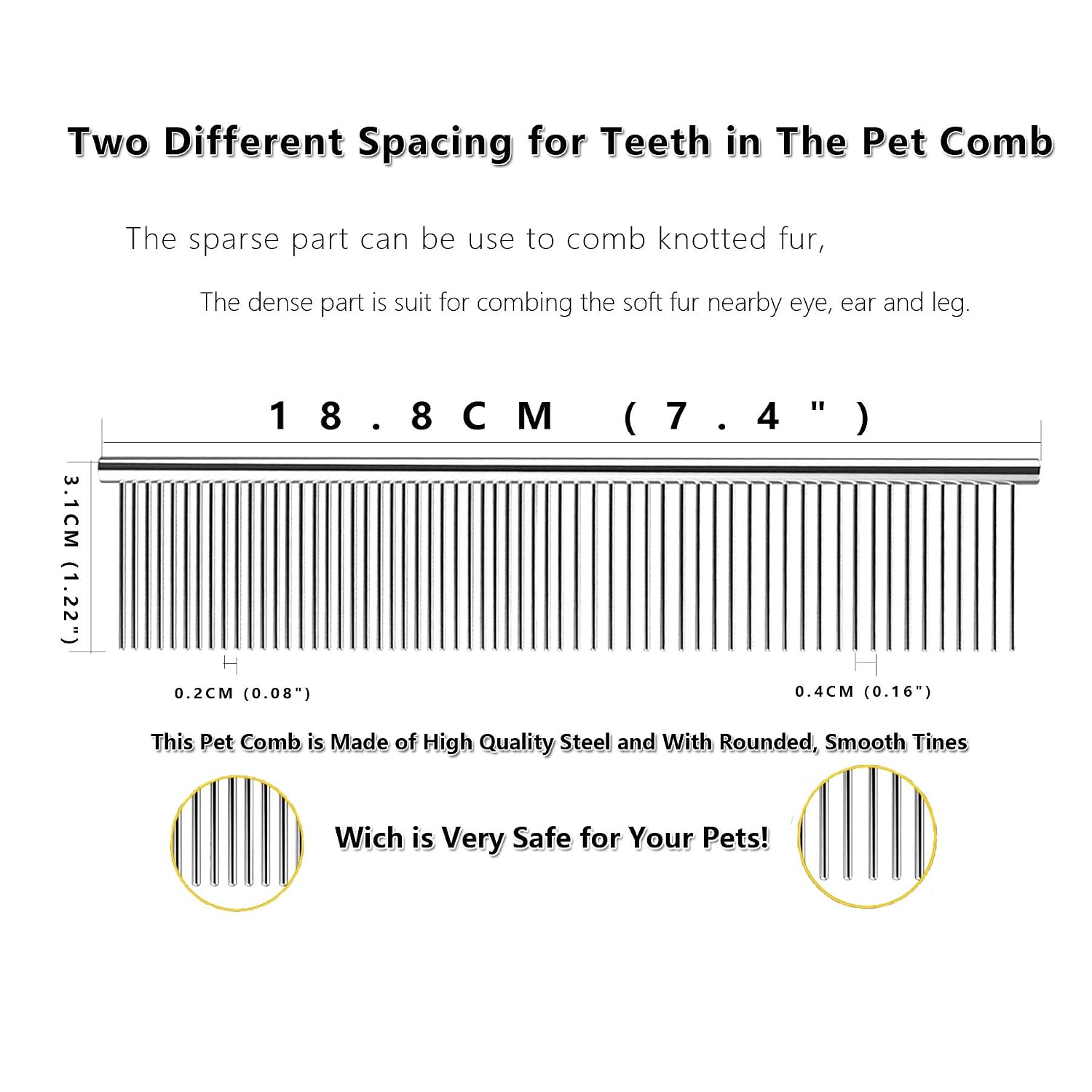 JINSHIN Dog comb,Cat comb,Pet combs,Metal Dog Comb,Pets Steel Comb,Cat Grooming Comb,Dog Grooming Comb (Silver+Pink)
