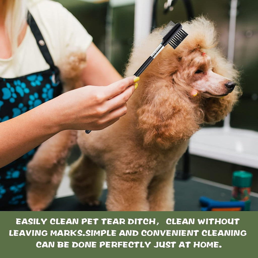 cobee Double-Head Metal Grooming Comb for Dogs, Puppies, and Cats - 2 Pcs Booger, Flea, Crust, Mucus, and Tear Stain Remover