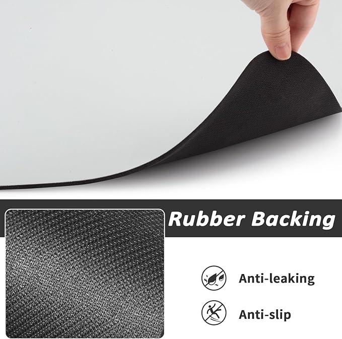 Dog Food Mat - Absorbent Cat Mat for Food and Water, No Stains Pet Feeding Bowl Mat, Easy to Clean Pet Placemats, Quick Dry Dog Water Dispenser Mat for Messy Drinkers | Paw Light Grey 18"x34"