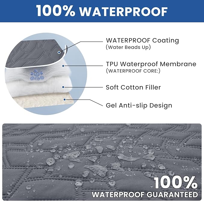 Waterproof Dog Bed Cover Pet Blanket, Soft Couch Cover for Dogs Washable, Non-Slip Dog Blanket Protect Furniture Couch Sofa Car for Puppy Large Dogs Cat (82x120 Inch, Dark Grey)