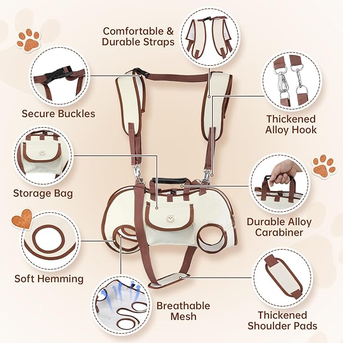 Hands Free Dog Backpack Carrier for Small Dogs, Yorkie Shoulder Carrier Sling Backpack Carriers Dog Lift Harness Portable Breathable Pet Carrier Backpack for Small Puppies (L, 14.3-19.8lbs)