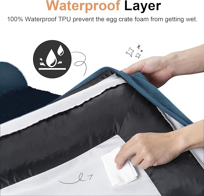 Large Dog Bed Orthopedic Washable: Extra Large Sized Beds for Jumbo Dogs Egg Crate Foam Sofa Couch Waterproof Removable Cover - Navy Blue