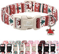 Christmas Dog Collar for Medium Dogs - Cute Fair Isle Style Christmas Collars for Dogs, Soft Adjustable Winter Holiday Dog Collars with Quick Release Buckle M