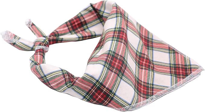ARING PET Christmas Dog Bandanas, Red Green White Plaid Kerchief Triangle Bibs Scarf for Puppy Small Medium Large Boy Girl Dogs Cats-S