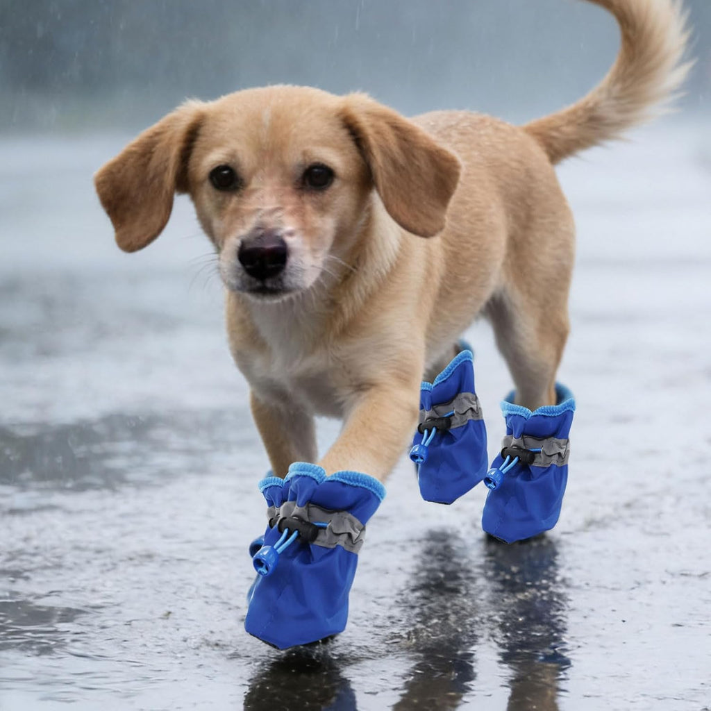 4Pcs Small Dog Shoes, Breathable Non-Slip Pet Booties, Puppy Paw Protectors 4-Pack Foot Covers for Small Breeds(Blue,M)