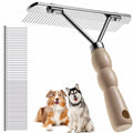 Dog Rake for Undercoat, Long-Haired Pet Brush & Metal Shedding Comb | Long-Tooth Rake, for Husky Golden Retriever German Shepherd Cats, Pet Grooming Set,Horse Brush, Reduce Shedding