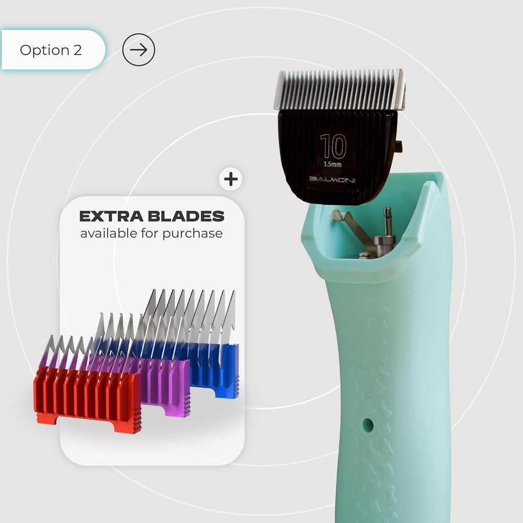 Cordless Pet Trimmer for Dogs & Cats – Rechargeable Grooming Clipper with Detachable Metal Blade, Low-Noise Motor, Supports Optional Blade Lengths (Parent) (Green, Single)