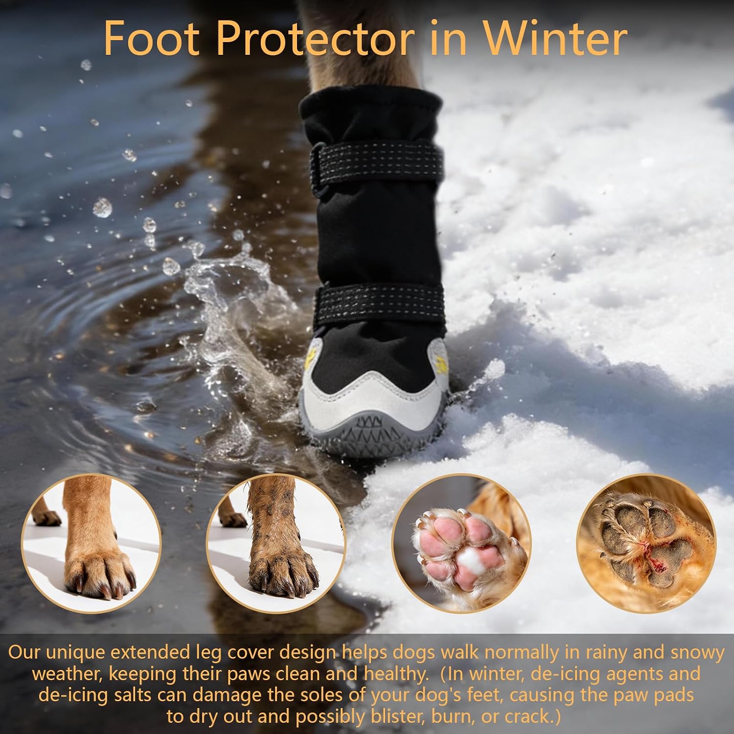 BECEMURU Dog Boots, Double-Straps Anti-Fall Off Dog Booties Shoes, Non-Slip Paw Protectors for Outdoor Walking Hiking in Snowy or Rainy Day (Black, 2#(Width 1.8 inch) for 21-30 lbs)