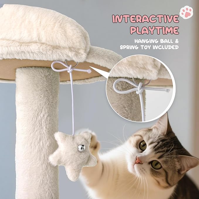 MoNiBloom 70 Inch Cat Tree Tower for Indoor Cats Large Adults, Tall Cat Tower with Scratching Post, Multi-Level Furniture Activity Center with Cat Condo Pet Play House, Beige