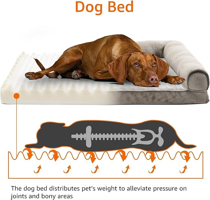 Amazon Basics Dog Bed with Cooling Gel Memory Foam, Pressure-Relief Support for Dogs up to 30lbs, Non-Slip Bottom, Machine Washable Cover, Medium Sized (30" x 20"), Taupe