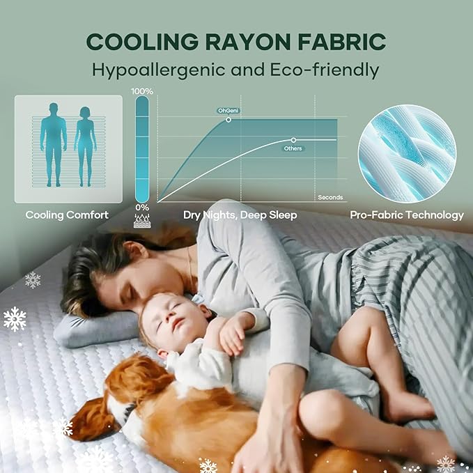 OhGeni 100% Waterproof Mattress Protector, Fitted Sheet,Full -2 Pack with Stretchable Pockets, Deep Sleep Noiseless Soft. Breathable Cooling Hypoallergenic Material, Mattress Cover for Bed