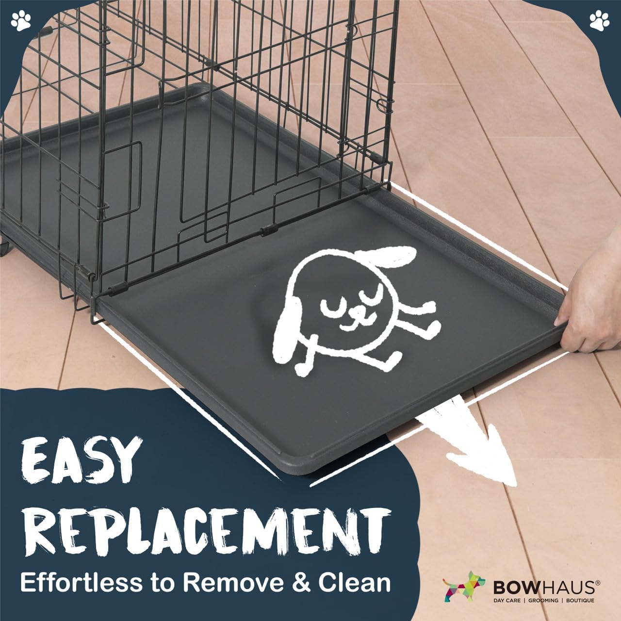 CAPHAUS 22.7" Replacement Tray for 24” Dog Crate, Durable, Multi-Purpose Plastic Bottom Pan for Pet Kennels, Easy to Clean & Install