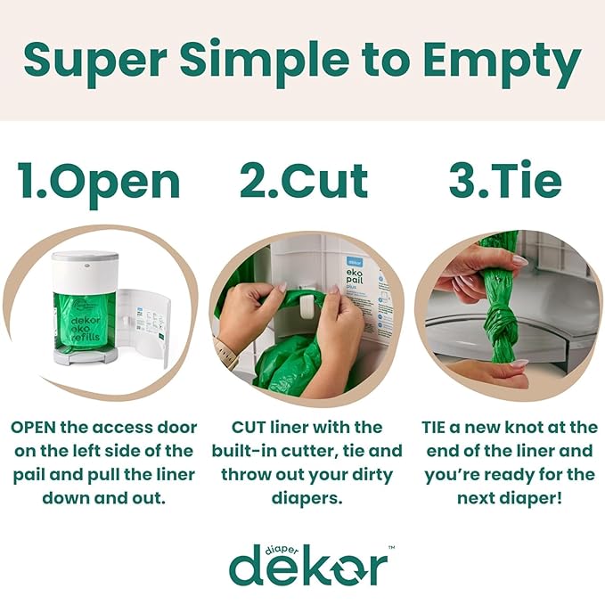 Diaper Dekor EKO Plus Diaper Pail Gift Set, White | ONLY Eco-Friendly Diaper Pail Made with 70% Recycled Materials | Comes with up to a Year's Supply Worth of Diaper Dekor Refills!
