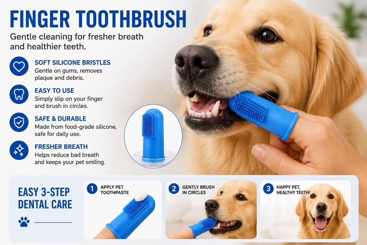 3-in-1 Pet Grooming Kit – Pet Deshedding Glove, 360° Silicone Finger Toothbrush, and Professional Dog Nail Clippers with File – Complete Grooming Set for Cats & Dogs with Short or Long Fur
