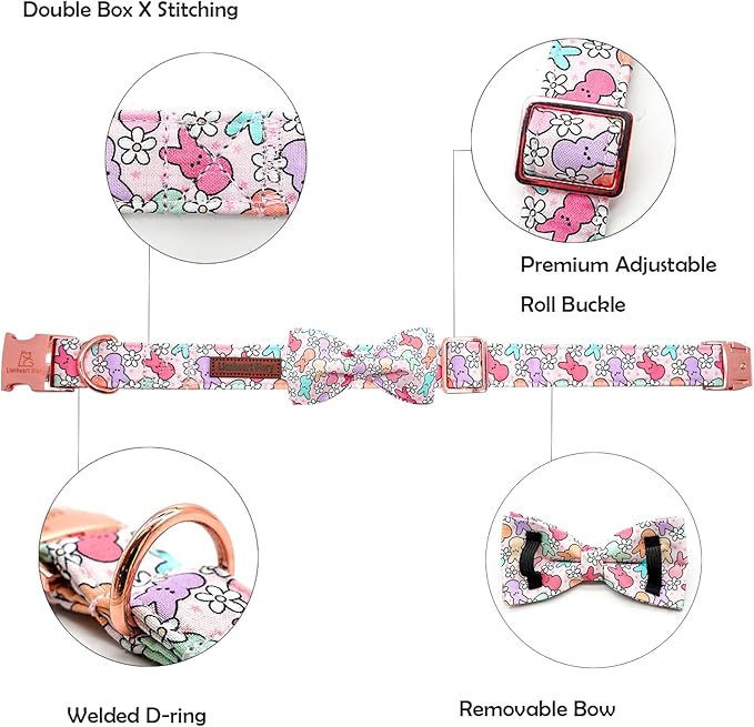 Lionheart Glory Easter Day Dog Collar with Bowtie for Large Dogs, Rabbits