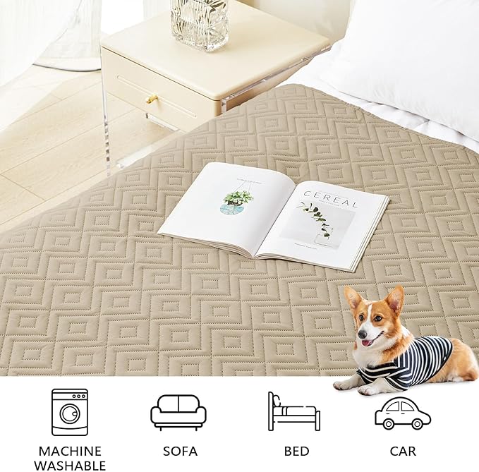 hyha Waterproof Dog Blanket, Soft Pet Bed Blankets, Waterproof Sofa Couch Cover for Dogs Washable, Reversible Pet Couch Covers for Sofa Furniture (30x80 Inch, Taupe/Beige)