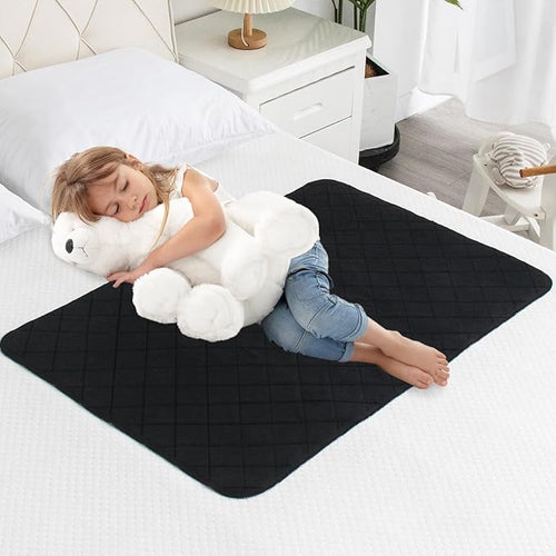 2 Pack Washable Incontinence Bed Pads, Reusable Underpads for Kids, Adults, Elderly, Hospitals & Pets, Waterproof Bed Protector Pad for Bed, Sofa, Floor, Super Absorbent Bed Pad 24" x 36"- Black
