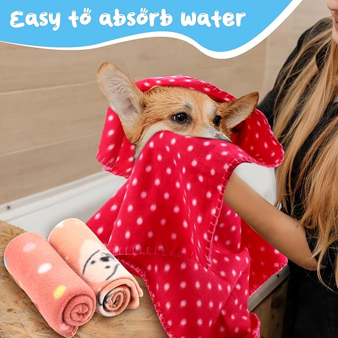 Eccliy 20 Pcs Puppy Blanket Pet Soft Fleece Dog Blankets Warm Felt Throw Sleep Mat Bed Covers for Doggie Puppy Pet Dogs Cat, 20 Styles(23.6 x 27.6 Inch,Mix)