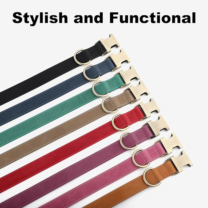 Plutus Pet Genuine Leather Dog Collar – Adjustable Pet Collar with Quick Release Metal Buckle, Soft Real Leather for Small Medium Large Dogs, Heavy Duty & Skin-Friendly (Purple, XS)