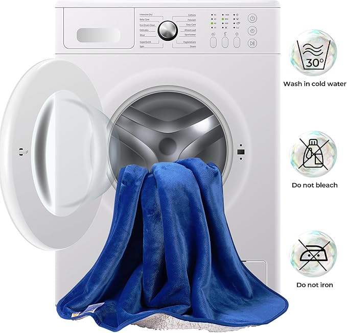 Sunheir Waterproof Dog Blankets for Extra Large Dogs - Cat Blanket Washable for Couch Protection, Soft Sherpa Fleece Puppy Throw Blanket to Prevent Urine Leaks & Protects Furniture, 50"X 60", Blue