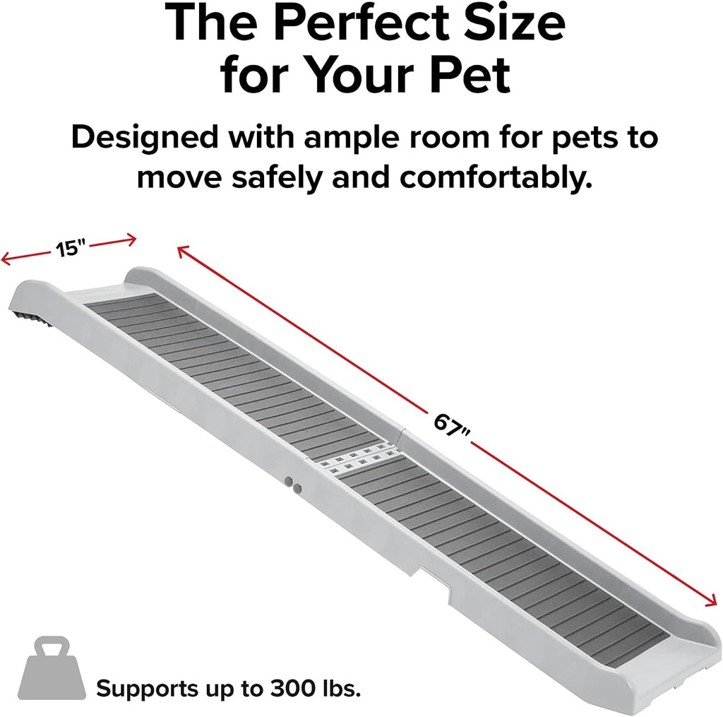 WeatherTech PetRamp - Non-Slip, Portable Dog Ramp for Large Dogs to 300 Pounds, 67" x 15" - Traction Grip Ramp, Easy Access for Pets to Car, SUV, Truck, Bed, Couch & Other Home Areas
