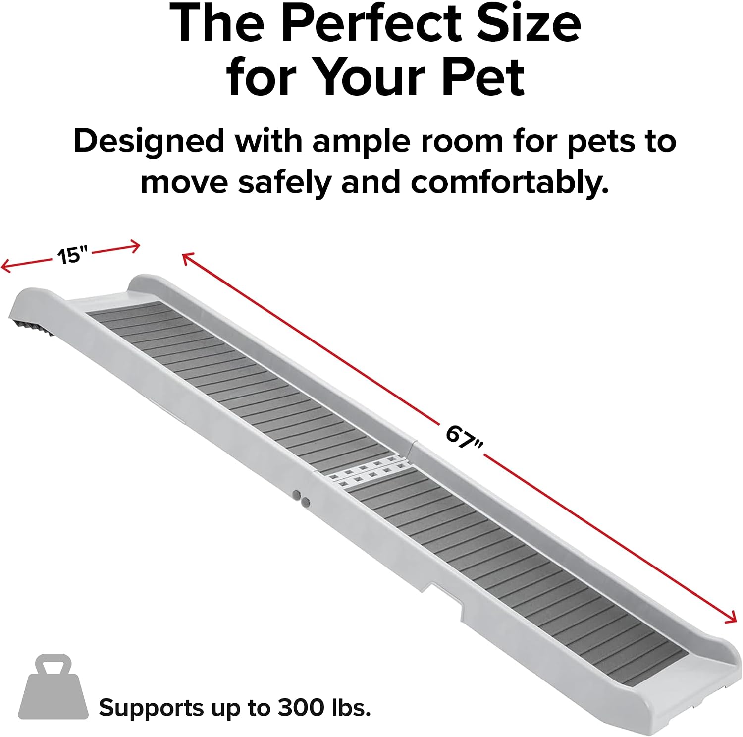 WeatherTech PetRamp - Non-Slip, Portable Dog Ramp for Large Dogs to 300 Pounds, 67" x 15" - Traction Grip Ramp, Easy Access for Pets to Car, SUV, Truck, Bed, Couch & Other Home Areas