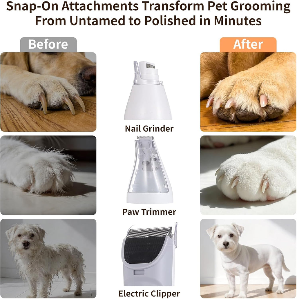 Dog Grooming Vacuum, 12000Pa Powerful with 1.5L Cup 7 in 1 Pet Electric Grooming Vacuum for with Hair Clipper & Shedding Brush, Low Noise, 3 Suction Levels for Thick Hair Cats & Dogs