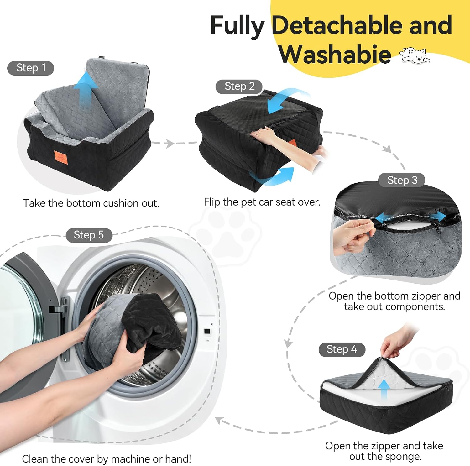 Dog Car Seat for Small Medium Dogs,Dog Booster Seat Under 35 lbs | Thick Cushion,Detachable Washable Pet Car Seat,Travel Dog Car Bed With Storage Pockets,2 Safety Belts