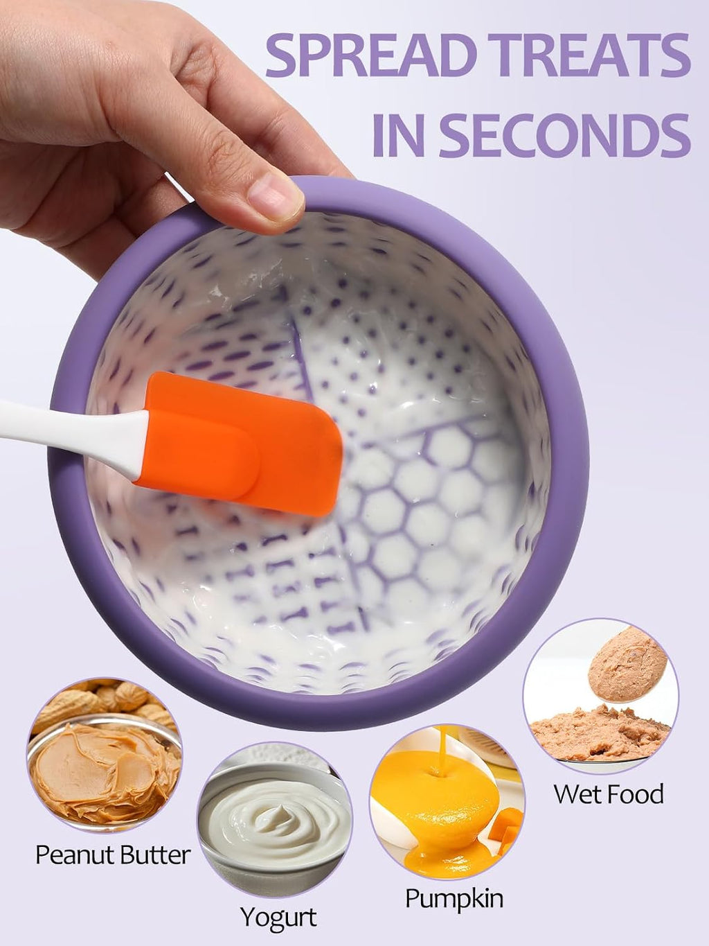 Dog Lick Bowl with Brush and Scraper, Anxiety Relief Lick Mat for Dogs, Non-Slip Freeze Licking Bowl Enrichment Puzzle Feeder for Distraction, BPA Free Silicone, Dishwasher Safe