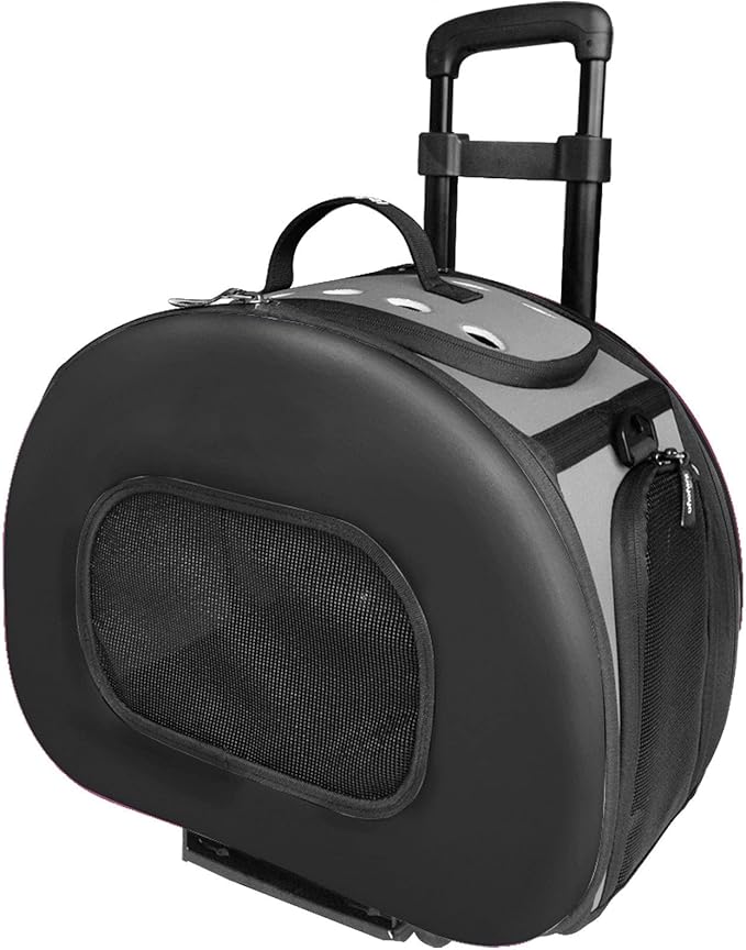 Pet Life ® 'Final Destination' Military-Grade Hardshell and Light 2-in-1 Wheeled or Carrying Travel Airline Cat and Dog Carrier Crate or Portable Pet Kennel