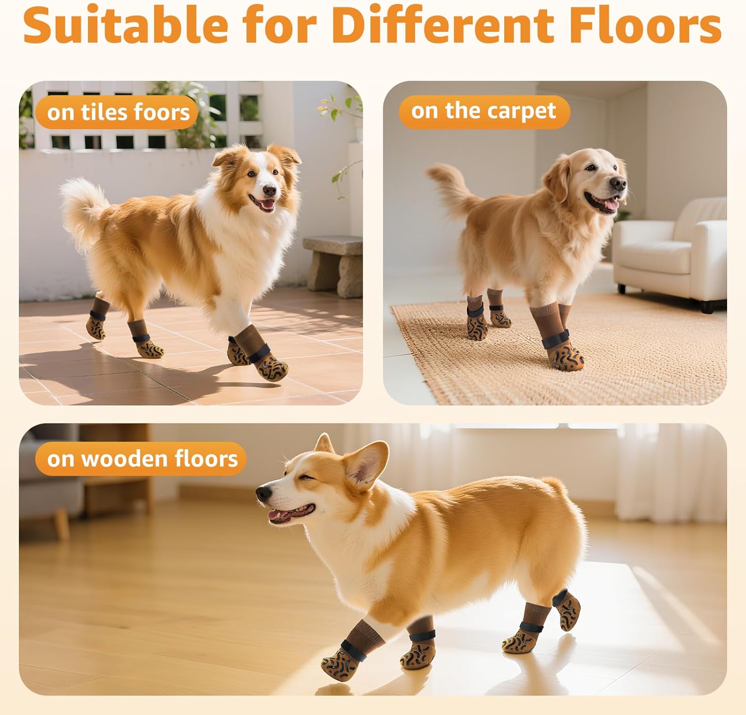 Non Slip Dog Socks for Hardwood Floor Senior Dogs Double Sided Grip | Adjustable Straps, Helps Prevent Paw Licking, Post-Surgery Recovery Support, Breathable Stretch Fabric, Machine Washable